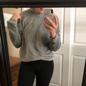 grey fuzzy hoodie!